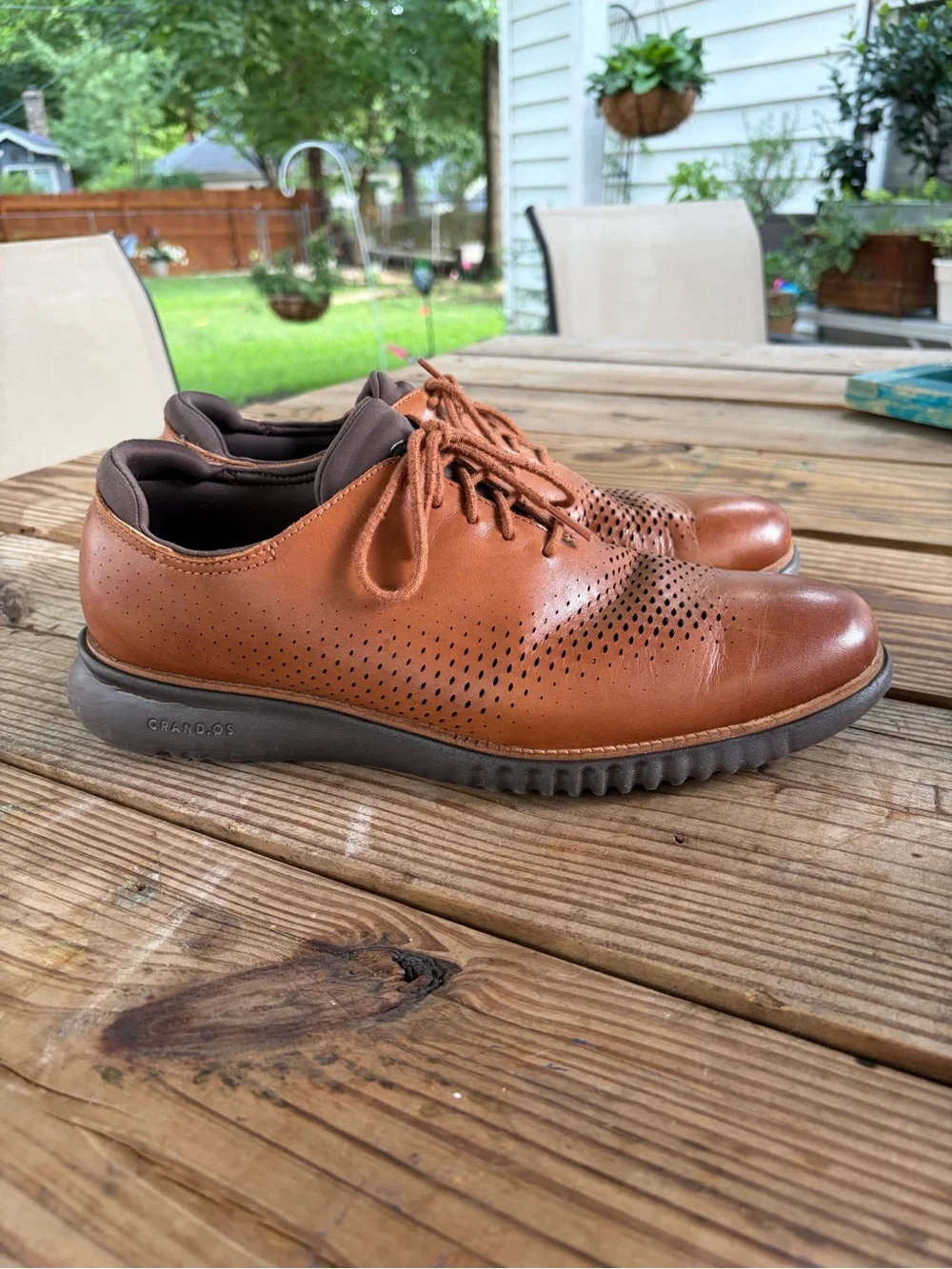 Cole Haan Men's Zerogrand Casual Perforated Leather Shoes - Brown size 10.5W